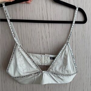 Zara White Beaded Bralette